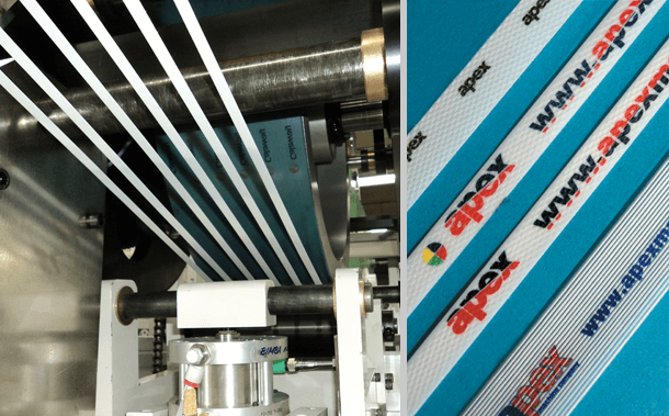 Polypropylene and other strapping printed on Apex Printing machines